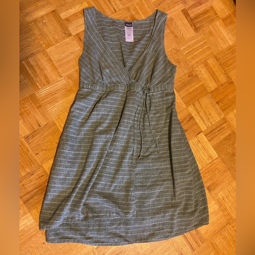 Patagonia Olive Striped Midi Dress
